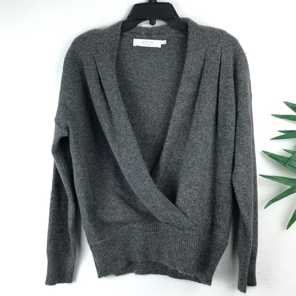 ASTR
The Label Pleated Wrap Front Sweater In Charcoal S - Picture 2 of 9